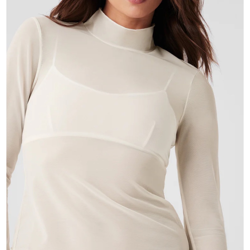 ALO Mesh Sheer Illusion Mock Neck Long Sleeve
